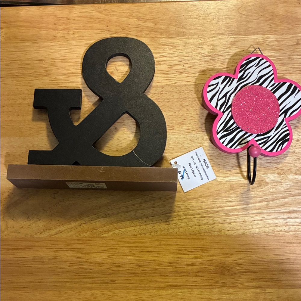 Both New With Tags Hobby Lobby Brown MDF Block & Floral Hook